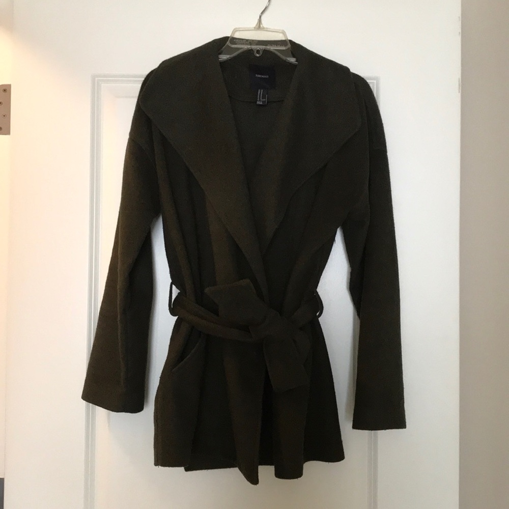 Trendy Olive Belted Coat